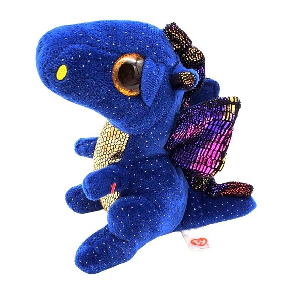 Ty 6" Medium Saffire Plush Blue Dragon Beanie‎ Boos Stuffed Animal No Ear Tag - Picture 1 of 7